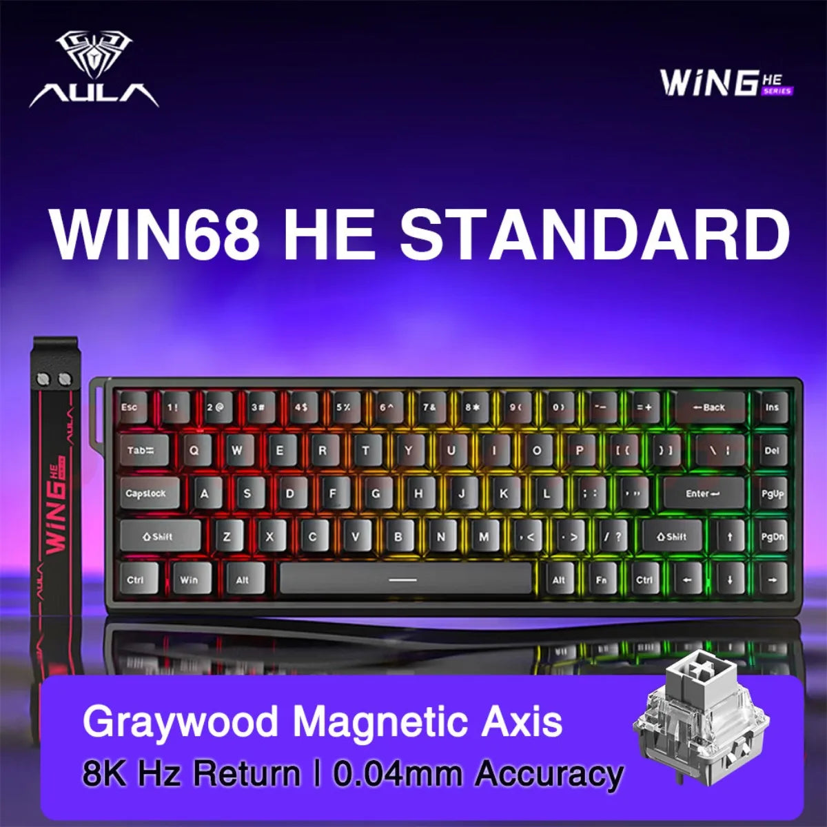 AULA WIN60/68HE Keyboard Magnetic Switch Wired Gaming Mechanical Keyboard RGB Gasket Structure Hot Swap Gaming Accessories