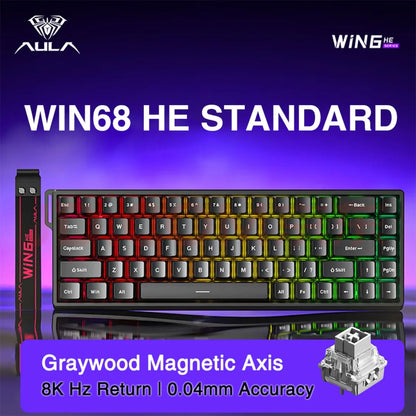 AULA WIN60/68HE Keyboard Magnetic Switch Wired Gaming Mechanical Keyboard RGB Gasket Structure Hot Swap Gaming Accessories