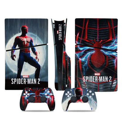 Marvel Spiderman Skin Sticker Decal Cover for PS5 Slim Playstation 5 Slim Disc Console Controllers Anti-Scratch Cover Protective